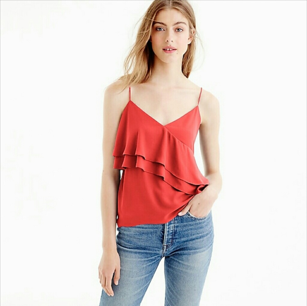 J.Crew drapey ruffle cami red smokey coral